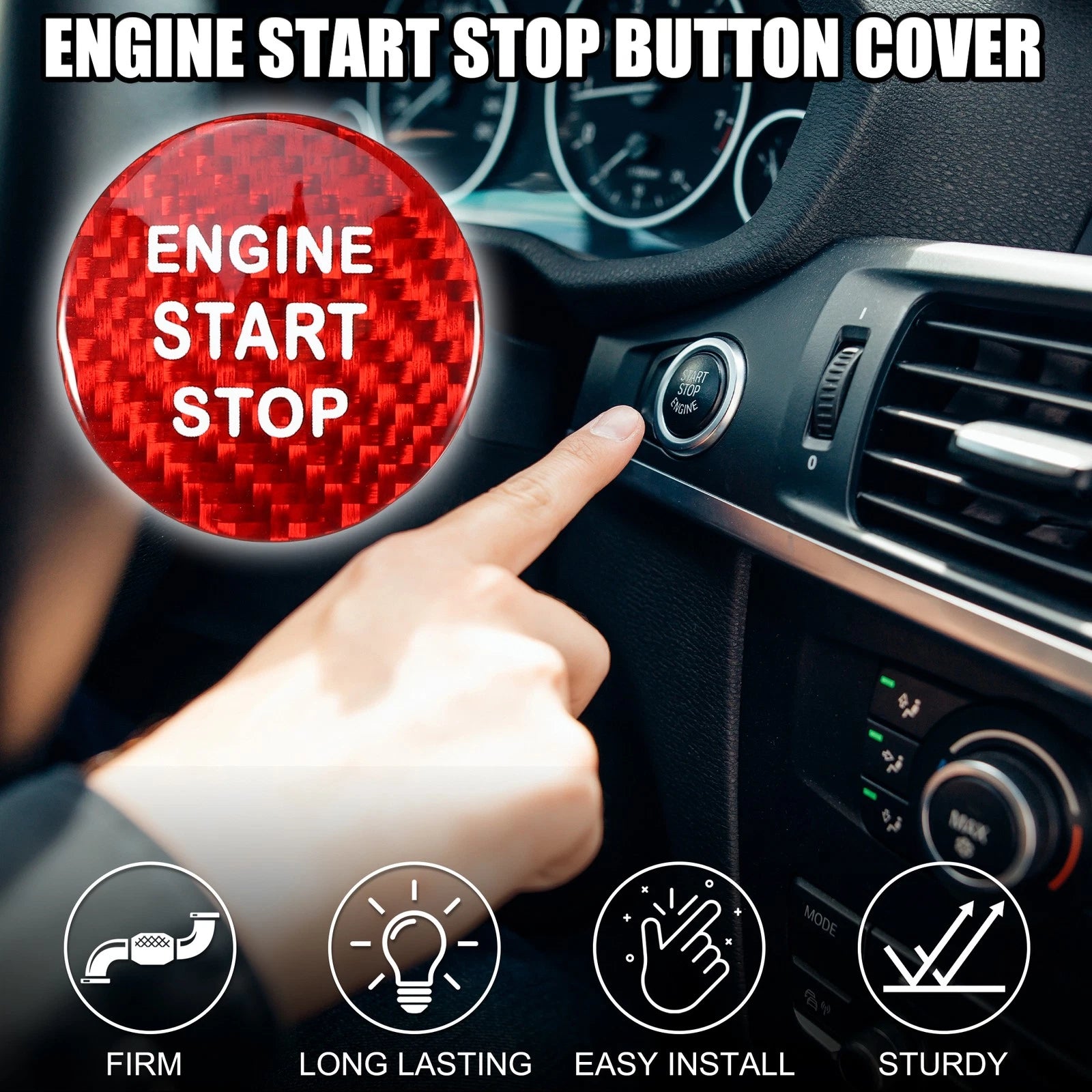 Engine Start Stop Button Cover Replacement Red for Subaru BRZ (2013–2020)