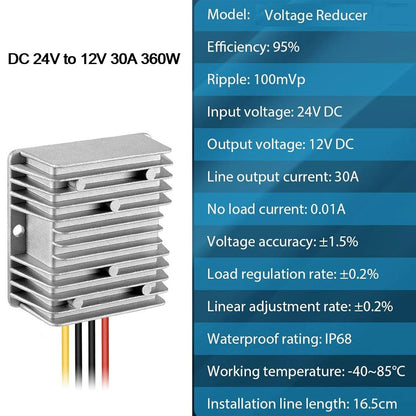 DC-DC 24V to 12V Step-Down 30A 360W Converter Regulator Car Power Supply Module