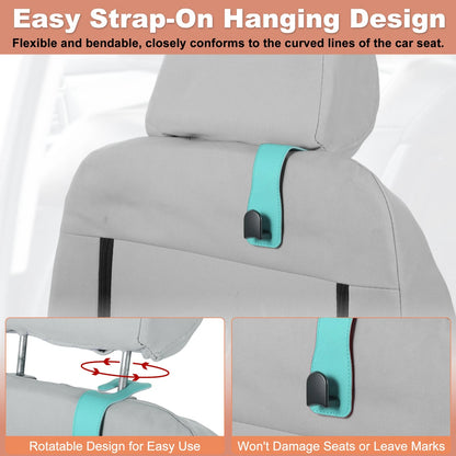 1 Pc Faux Leather Metal Car Seat Headrest Hook for Universal Fit