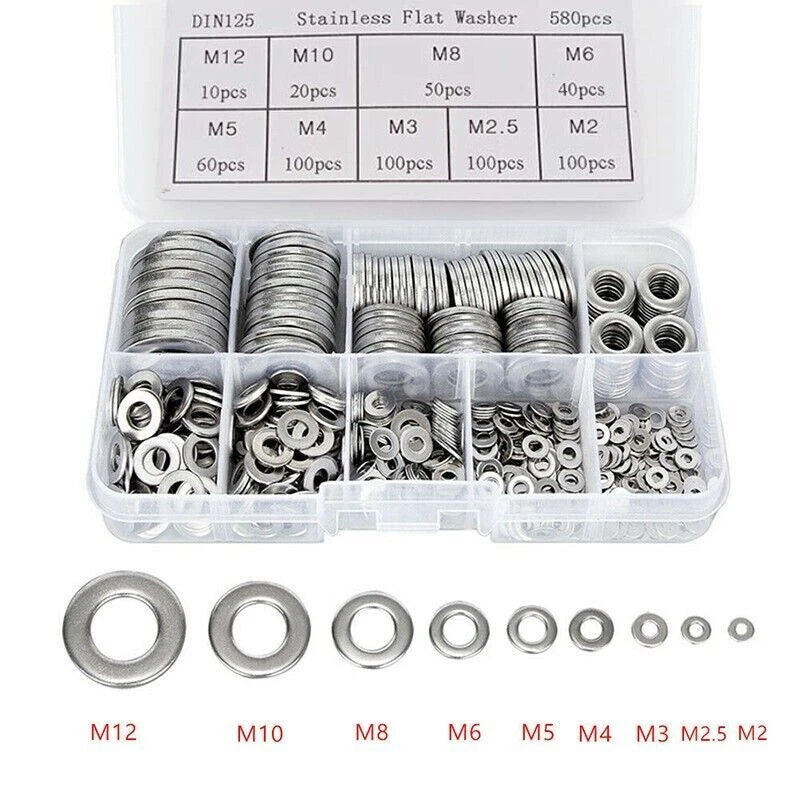 580 Pcs Assorted Copper Washer Gasket Set for