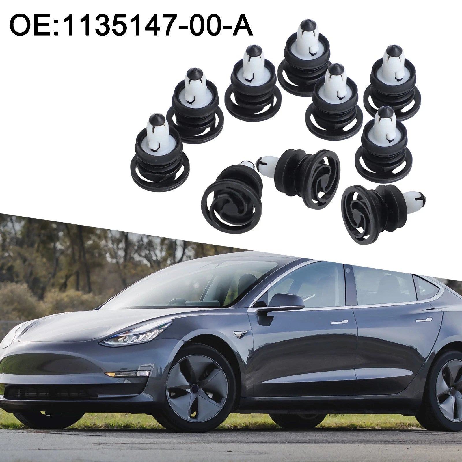 10 Pack Black ABS Door Trim Panel Clips for Tesla Model 3 (2017–2023)
