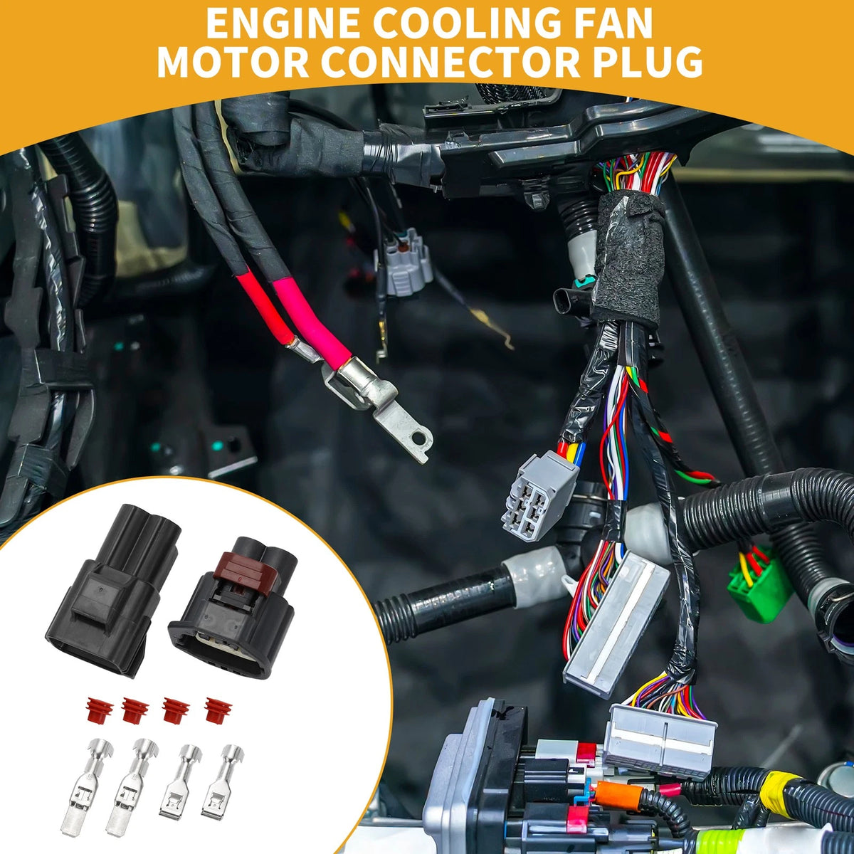 2 Pin Engine Cooling Fan Motor Connector Plug for Ford