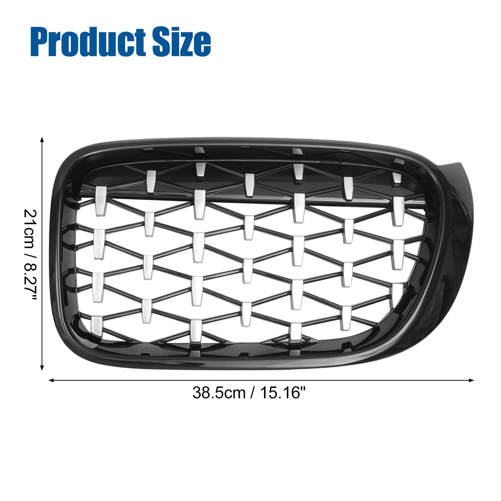 Pair Front Hood Bumper Grille for BMW X3 (2014–2017) Diamond Star Black