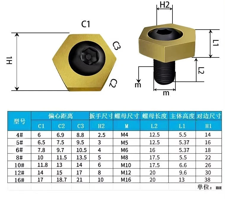 Eccentric Clamp for M4/M5/M6/M8/M10/M12/M16 Milling Machine Work Table