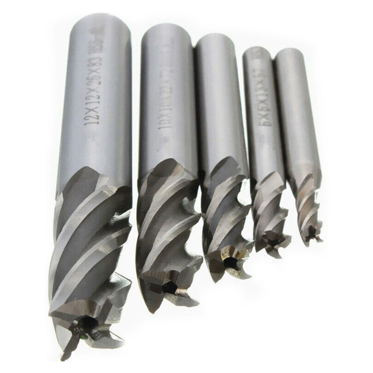 5Pcs HSS 4 Flute End Mill Cutter Set 4/6/8/10/12mm Straight Shank