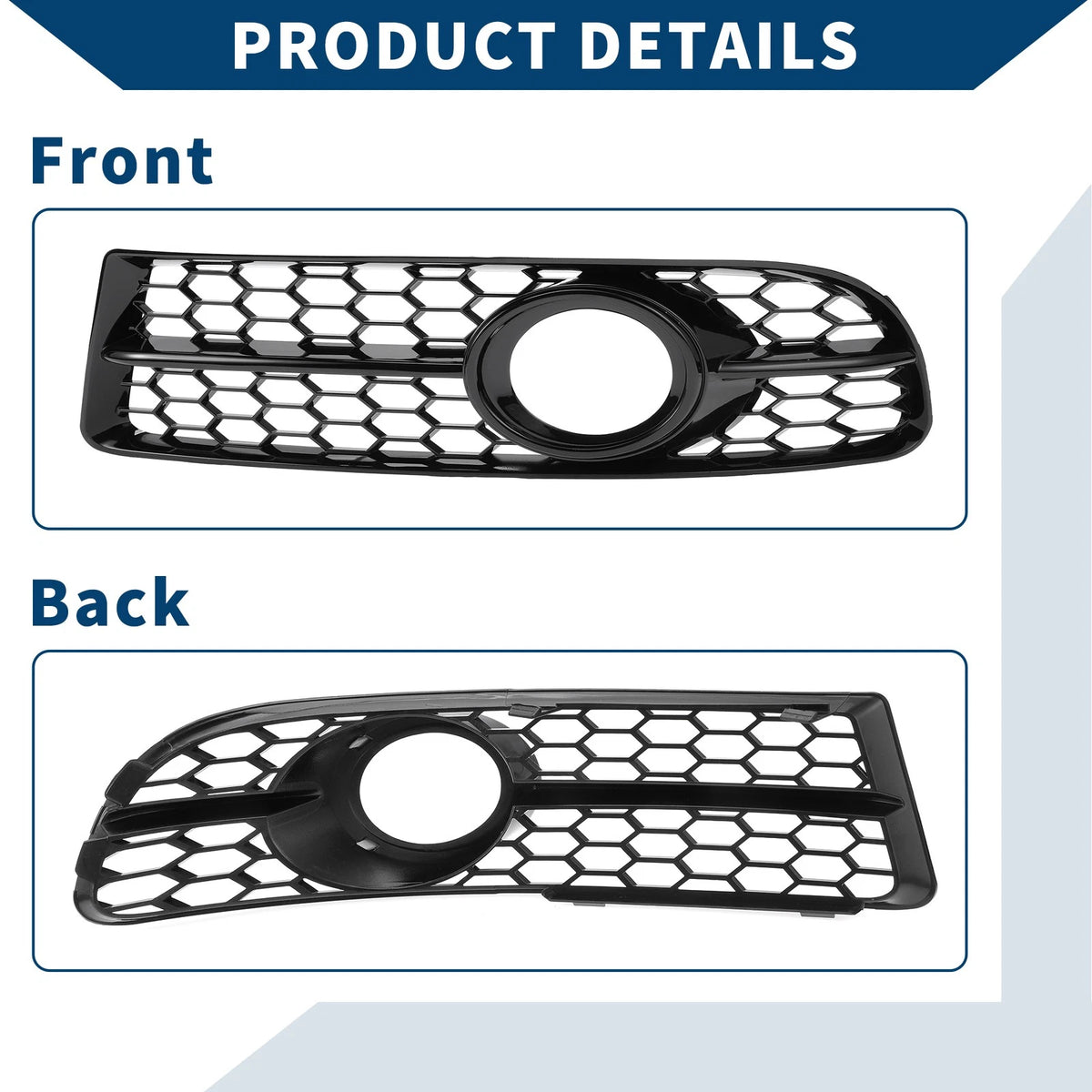 1 Pair Front Fog Light Grill for Audi A4 B7 S4 (2005–2008) No. 8E0807681F/8E0807682F Black