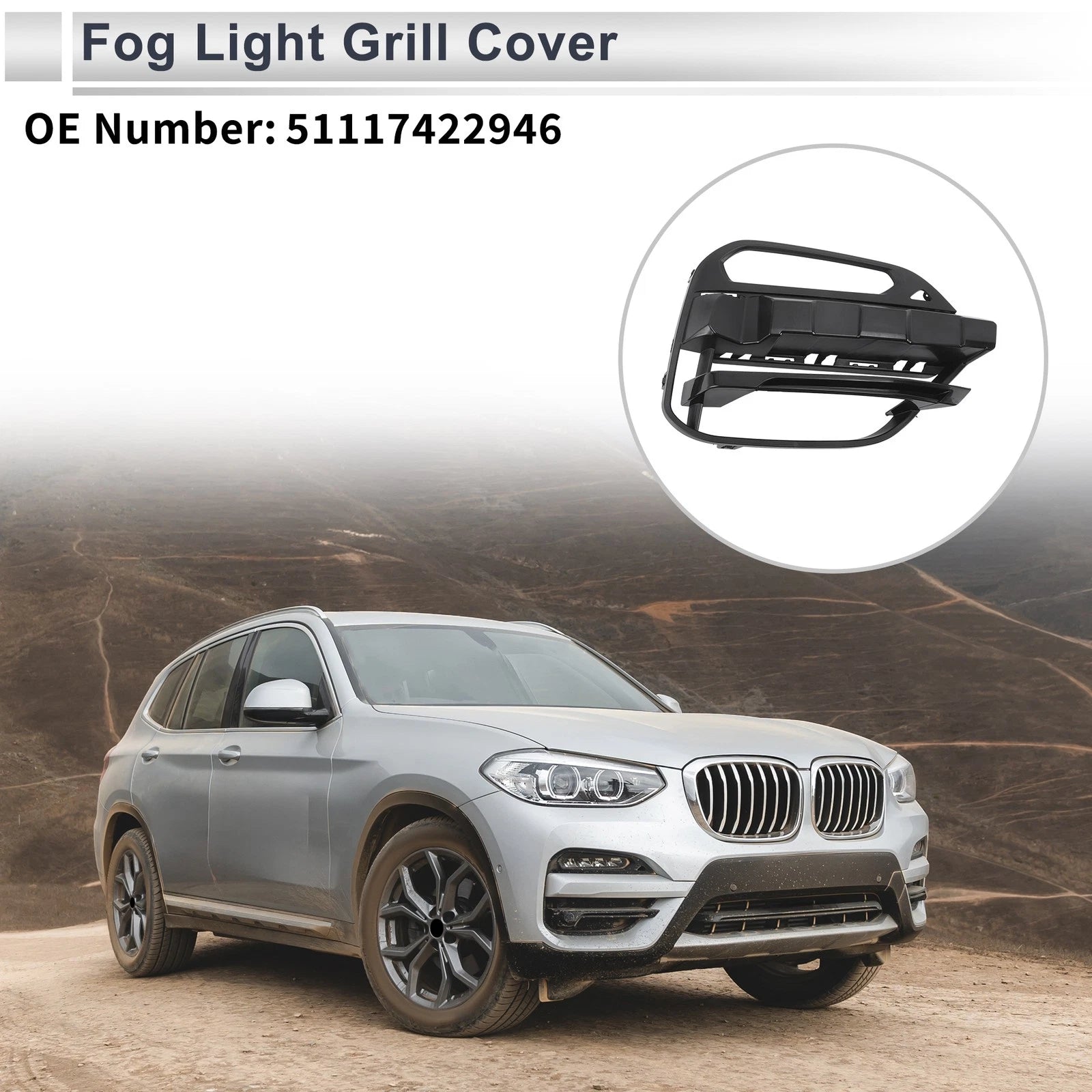 Front Right Fog Light Grill Replacement for BMW X3 (2018–2021)