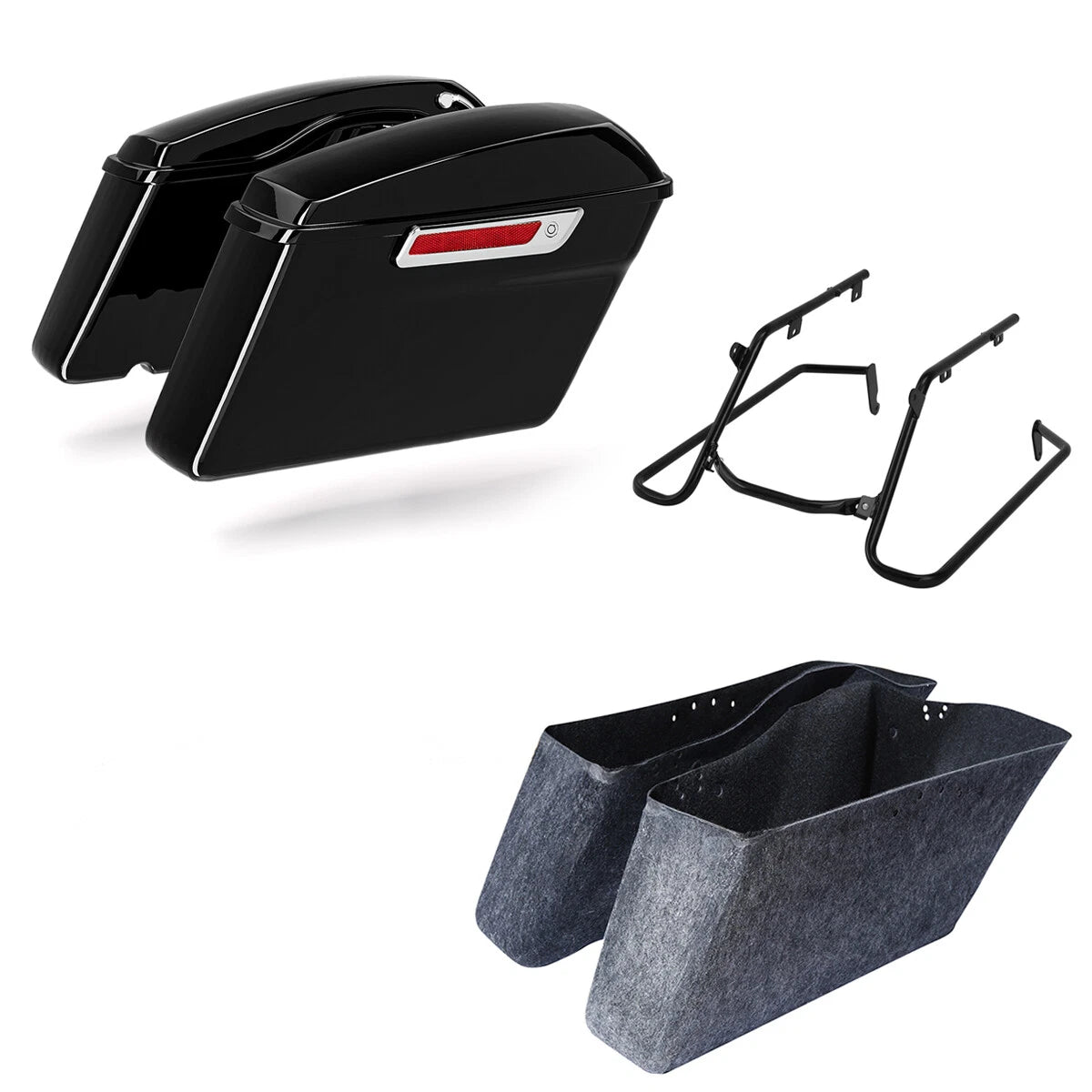 Black Hard Saddlebags & Conversion Brackets for Harley Softail Fat Boy (2018–2025)
