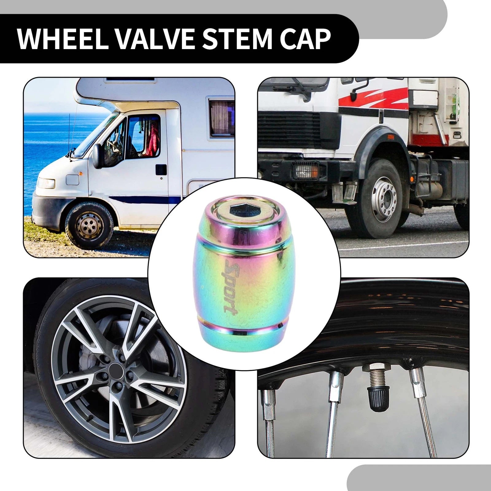 Tire Valve Stem Caps Replacement for Car SUV RV Bike (1 Set) (1 Pack)