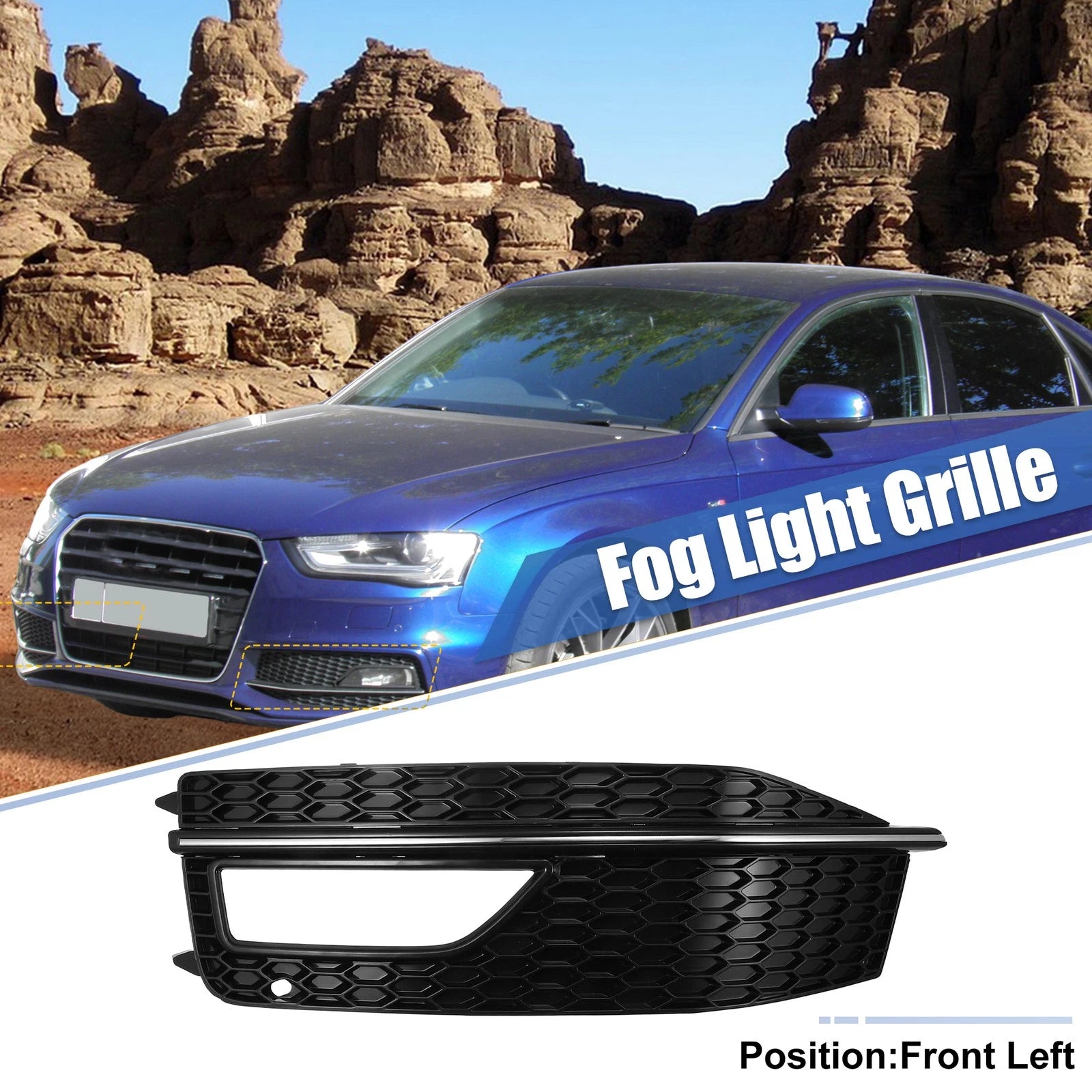 Front Left Fog Light Grille Cover Replacement for Audi A4 S4 S line (2013–2015)