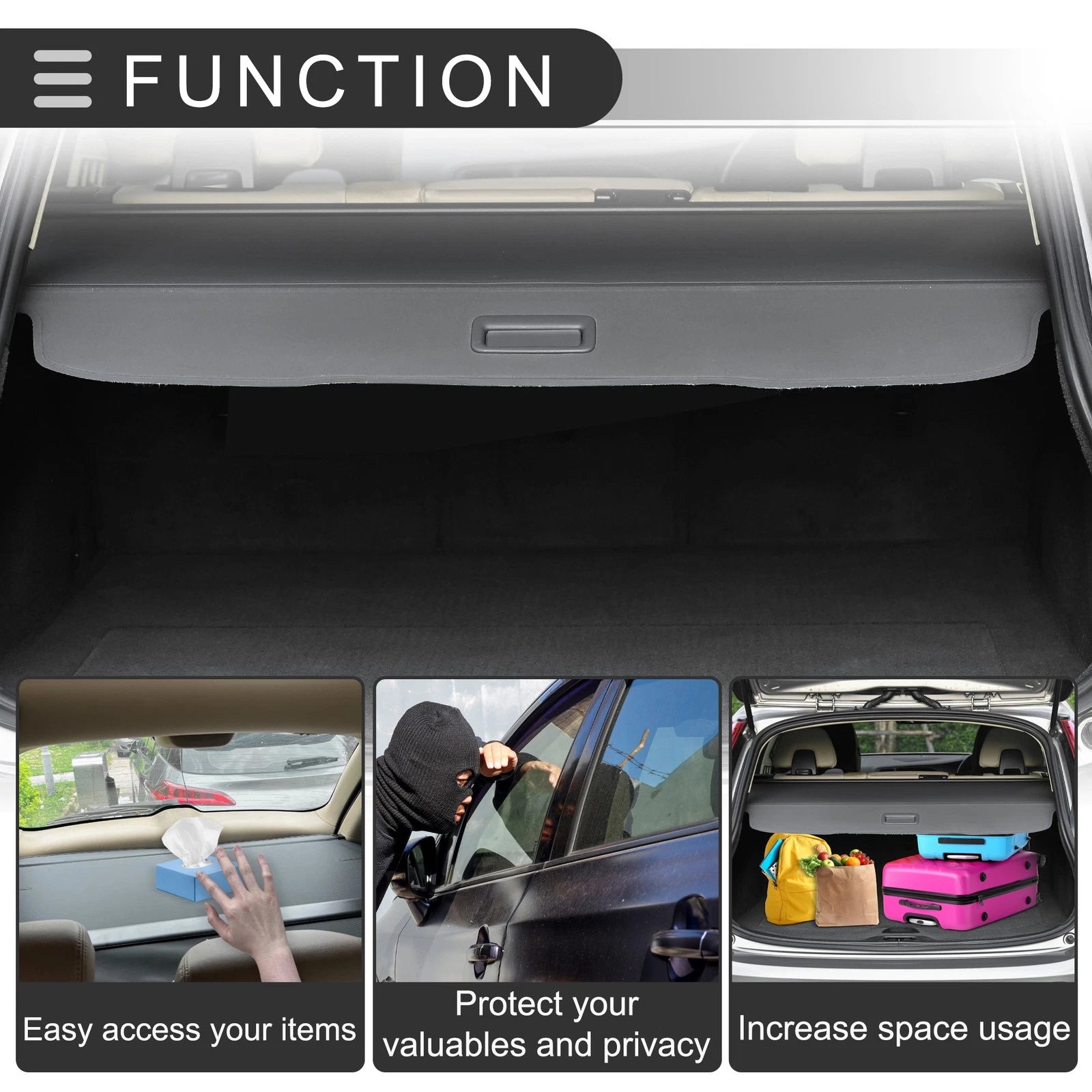 Retractable Cargo Cover for Volvo XC90 (2003–2014) Gloss Black