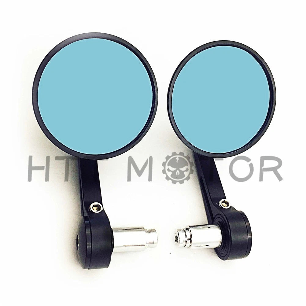 CNC Bar End Rearview Mirrors for Motorcycle (HTTMT, Black)