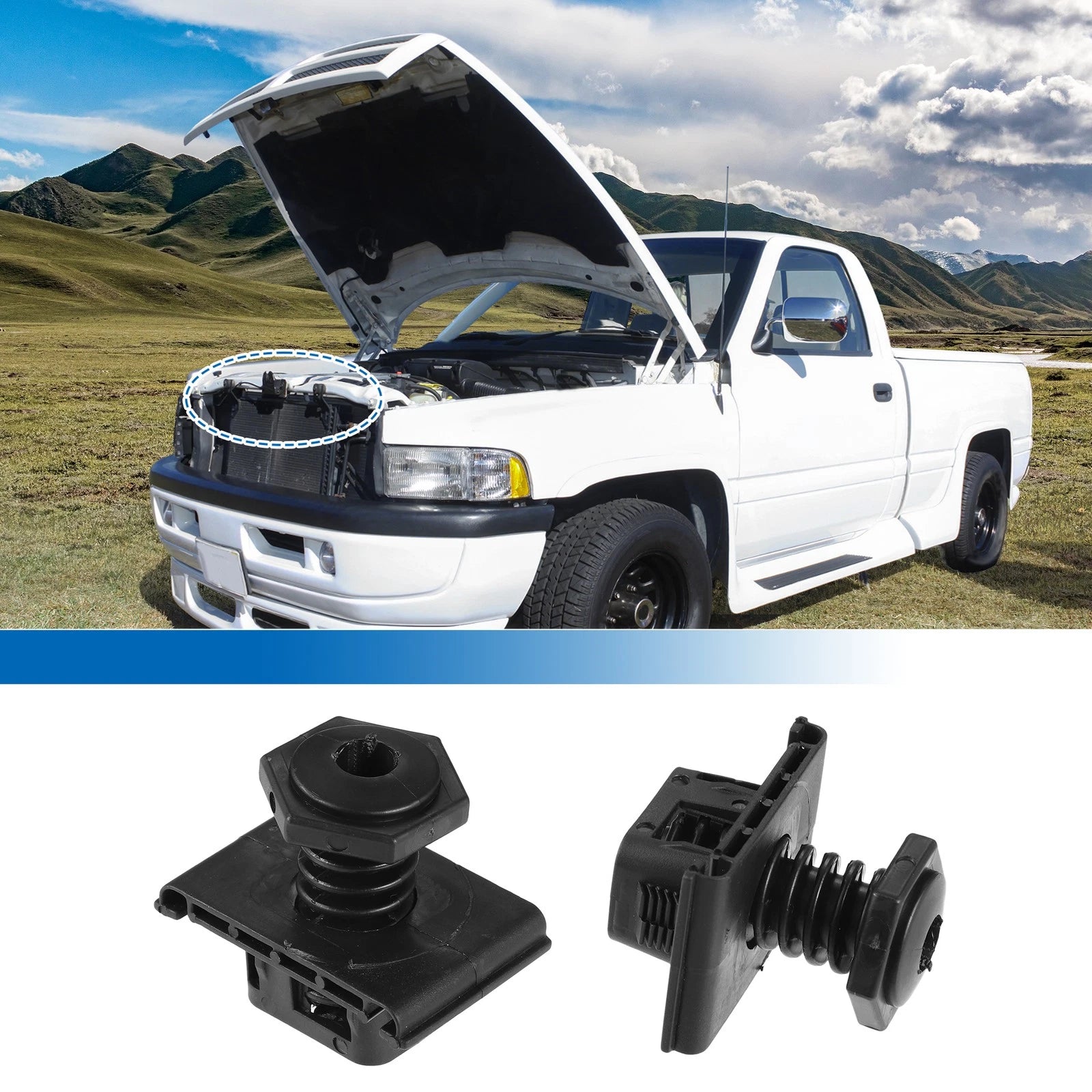 Adjustable Hood Bumper Buffer Set for Dodge Ram 2500 (2003–2024)
