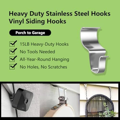 10 Heavy Duty Vinyl Siding Hooks for Outdoor Lights and Wreaths