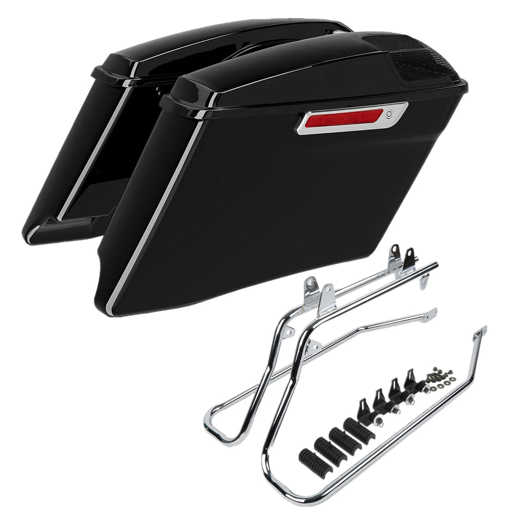 4" Stretched Hard Saddlebags & Conversion Brackets for Harley Softail FXST (1984–2017)