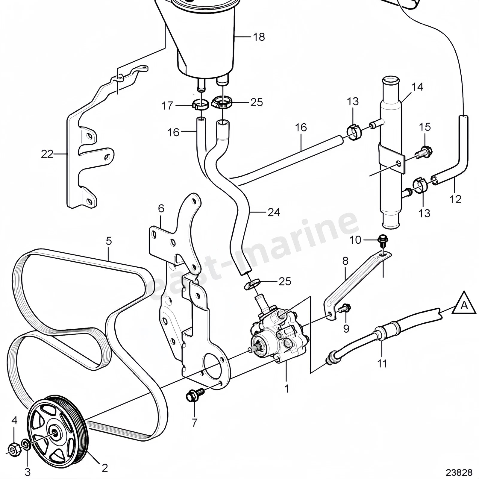 Power Steering Pump 3887373 for Volvo Penta 3.0L V6 & V8 (Marine)