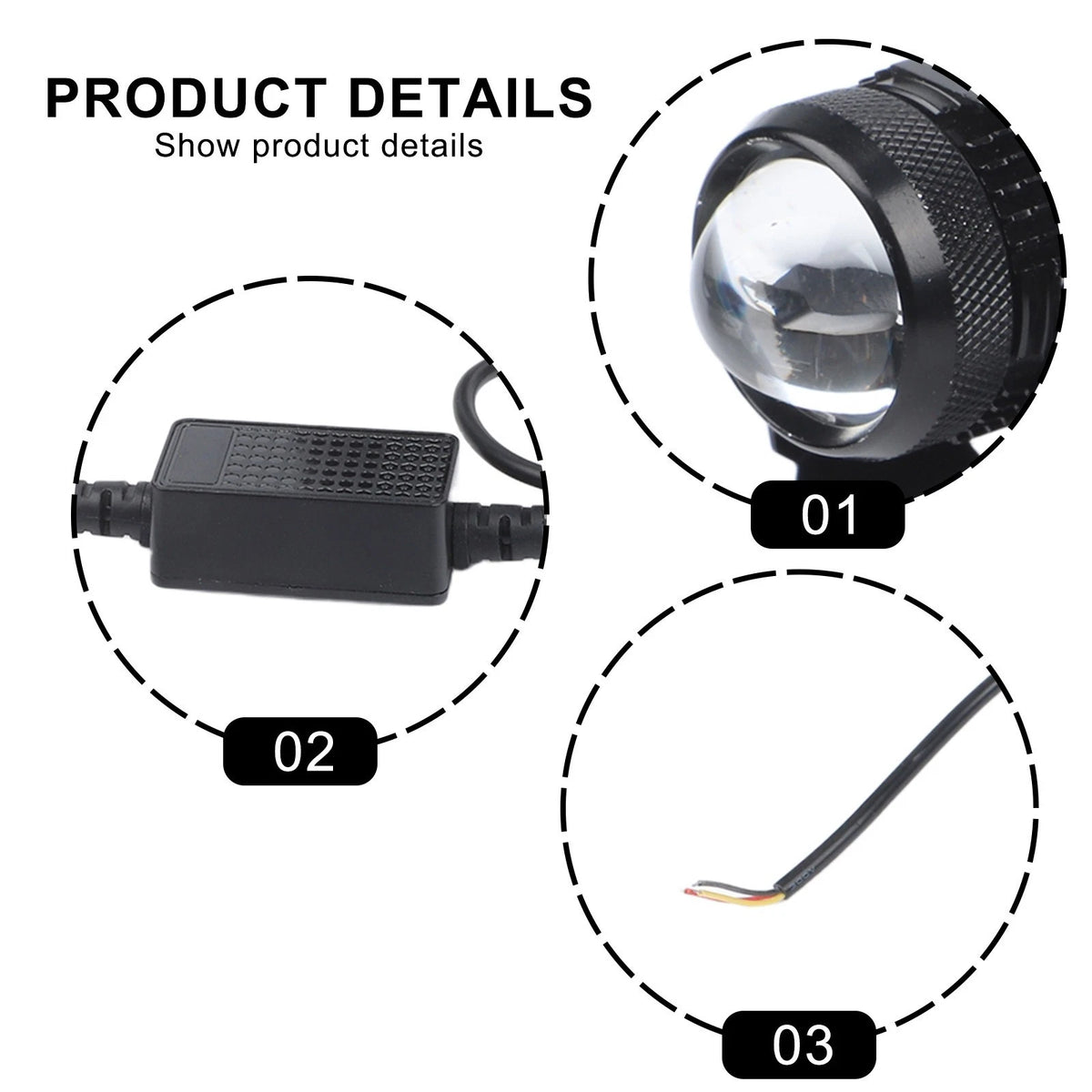2X 60W Waterproof Mini Driving Light Relay Set for Motorcycle and ATVs