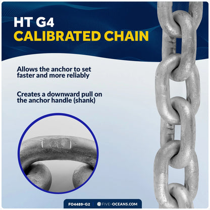 1/4" Boat Anchor Chain with 2 Shackles for Marine Use (Galvanized Steel)