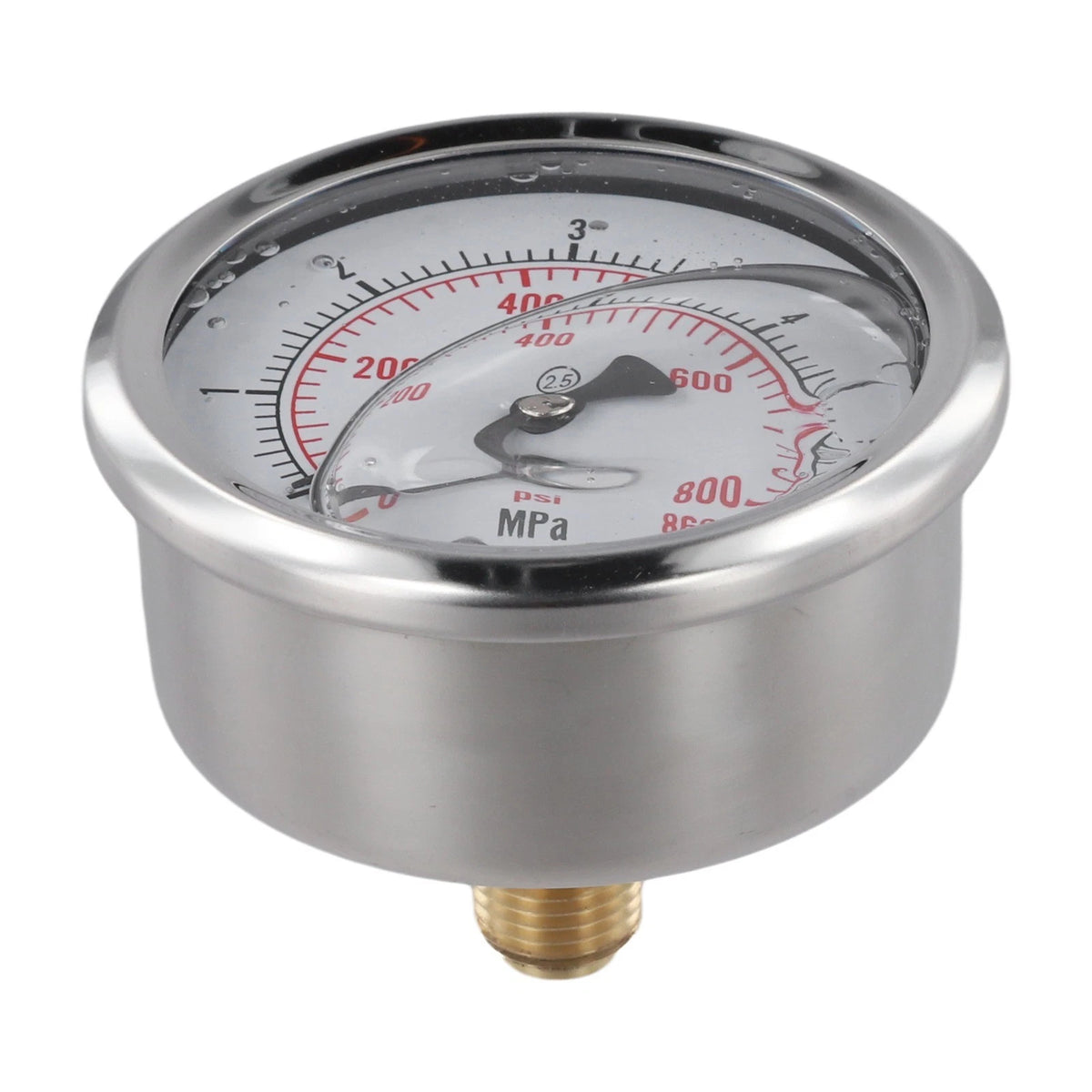 Heavy Duty Pressure Gauge 0-100 Bar with Brass Connector for Hydraulics