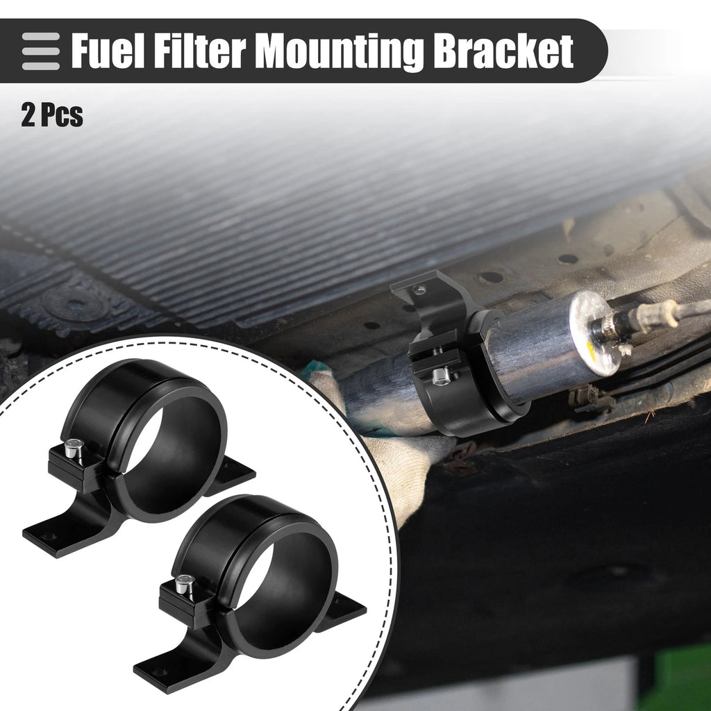 2X Fuel Filter Mounting Bracket for Universal Applications (60mm ID) Black