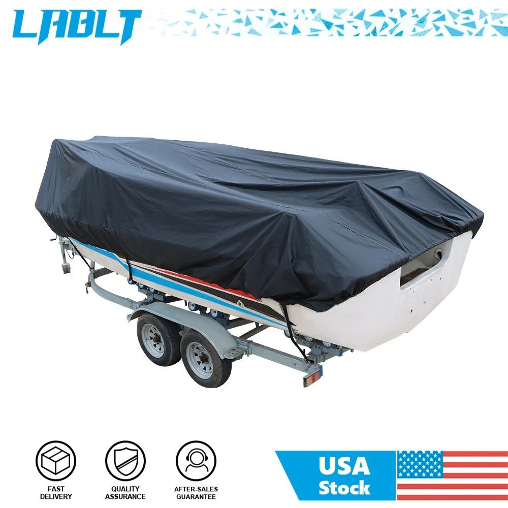 Trailerable Boat Cover for V-Hull Runabout (11-13ft) - Waterproof Black