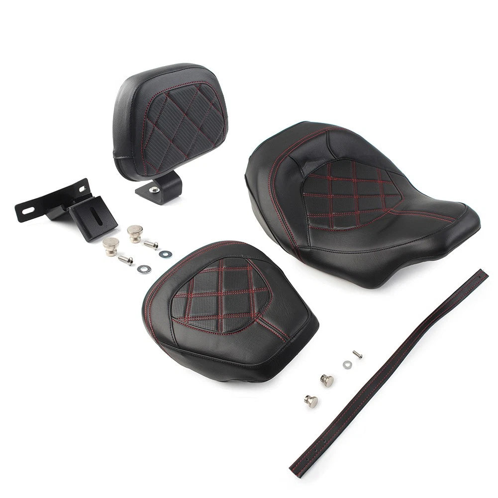 Driver Passenger Seat W/ Rider Backrest Pad for Harley Road Glide King 2009-2024