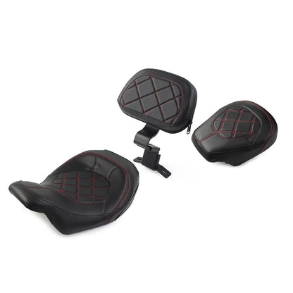 Driver Passenger Seat W/ Rider Backrest Pad for Harley Road Glide King 2009-2024
