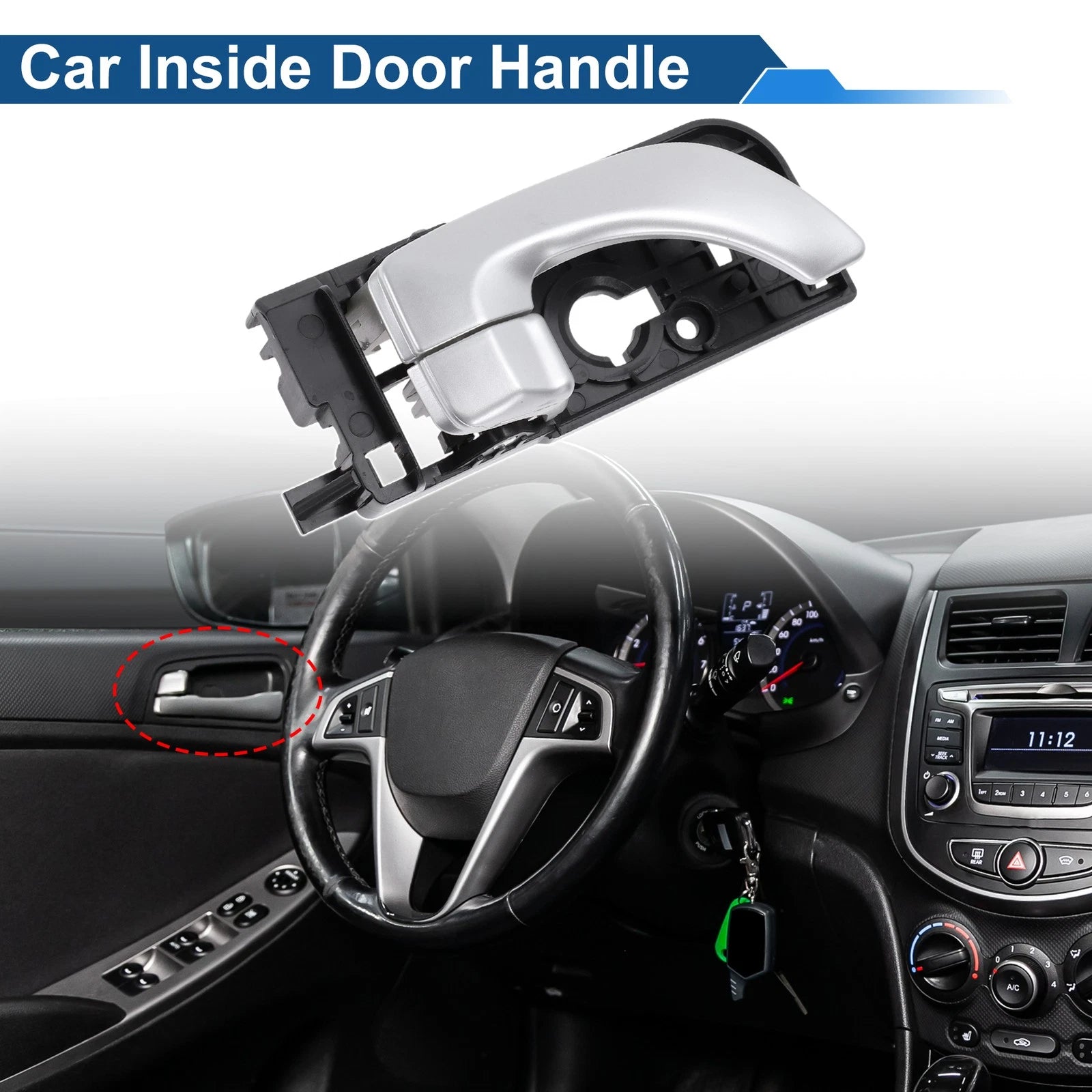 Rear Right Passenger Side Interior Door Handle Replacement for Hyundai Sonata (2011–2017)