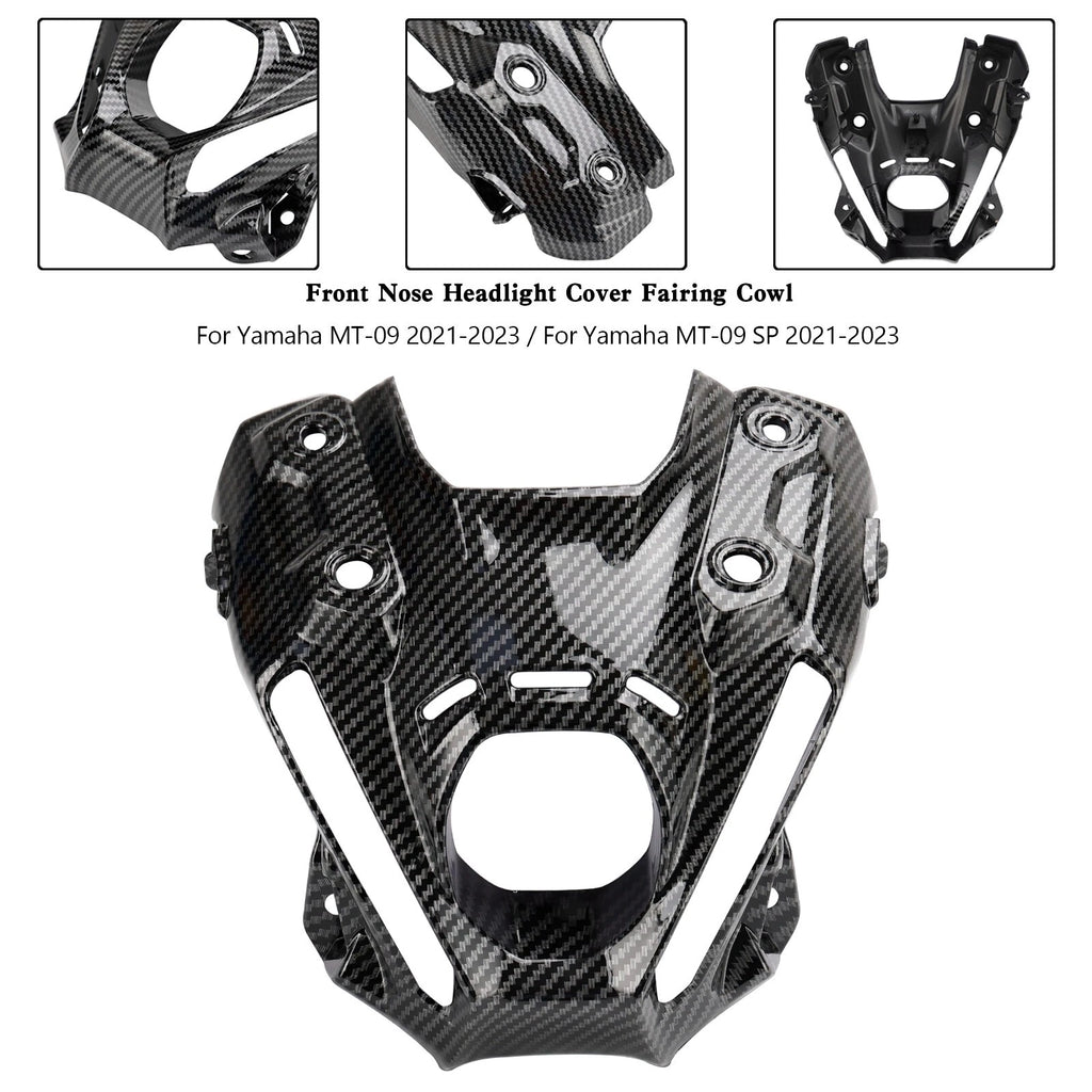 Front Nose Headlight Cover Fairing for Yamaha MT-09/MT-09 SP (2021–2023) Carbon