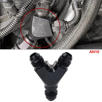 10AN Black Y Fuel Block Fitting Adapter Coupler Splitter