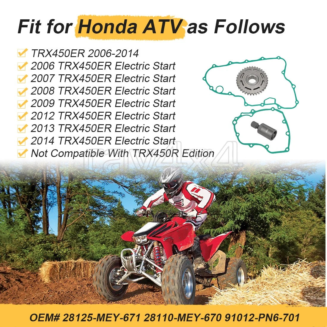 Starter Clutch One Way Gear Gasket Flywheel Puller Kit for Honda TRX450ER (2006–2014)