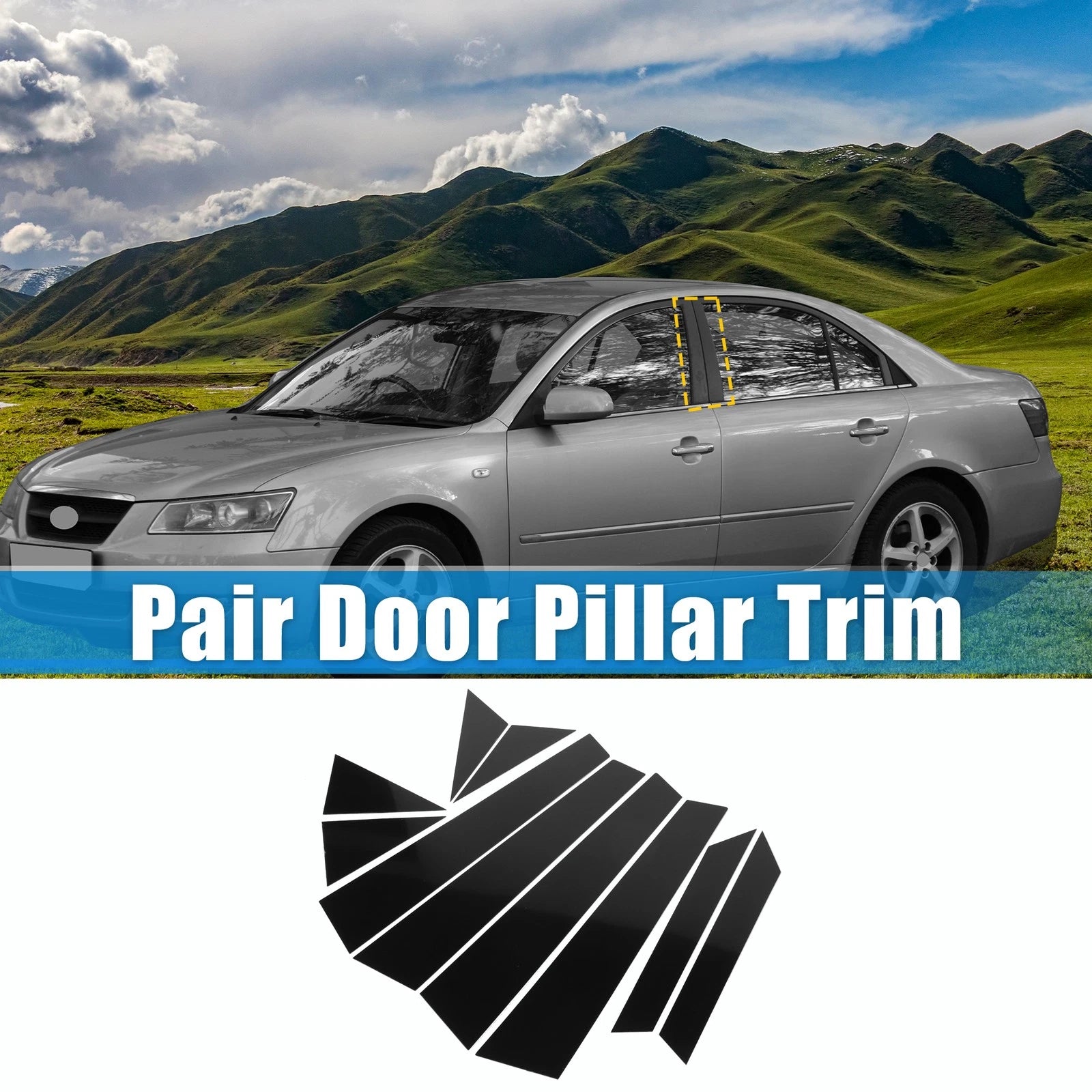 10Pcs Windshield B Pillar Trim Exterior Garnish for Hyundai Sonata (2011–2014)