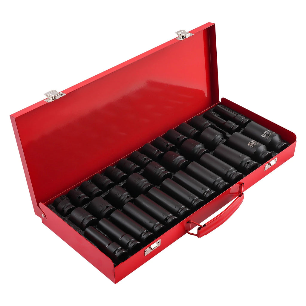 35PCS 1/2" Deep Impact Socket Set for Garage Tool (8-32mm)