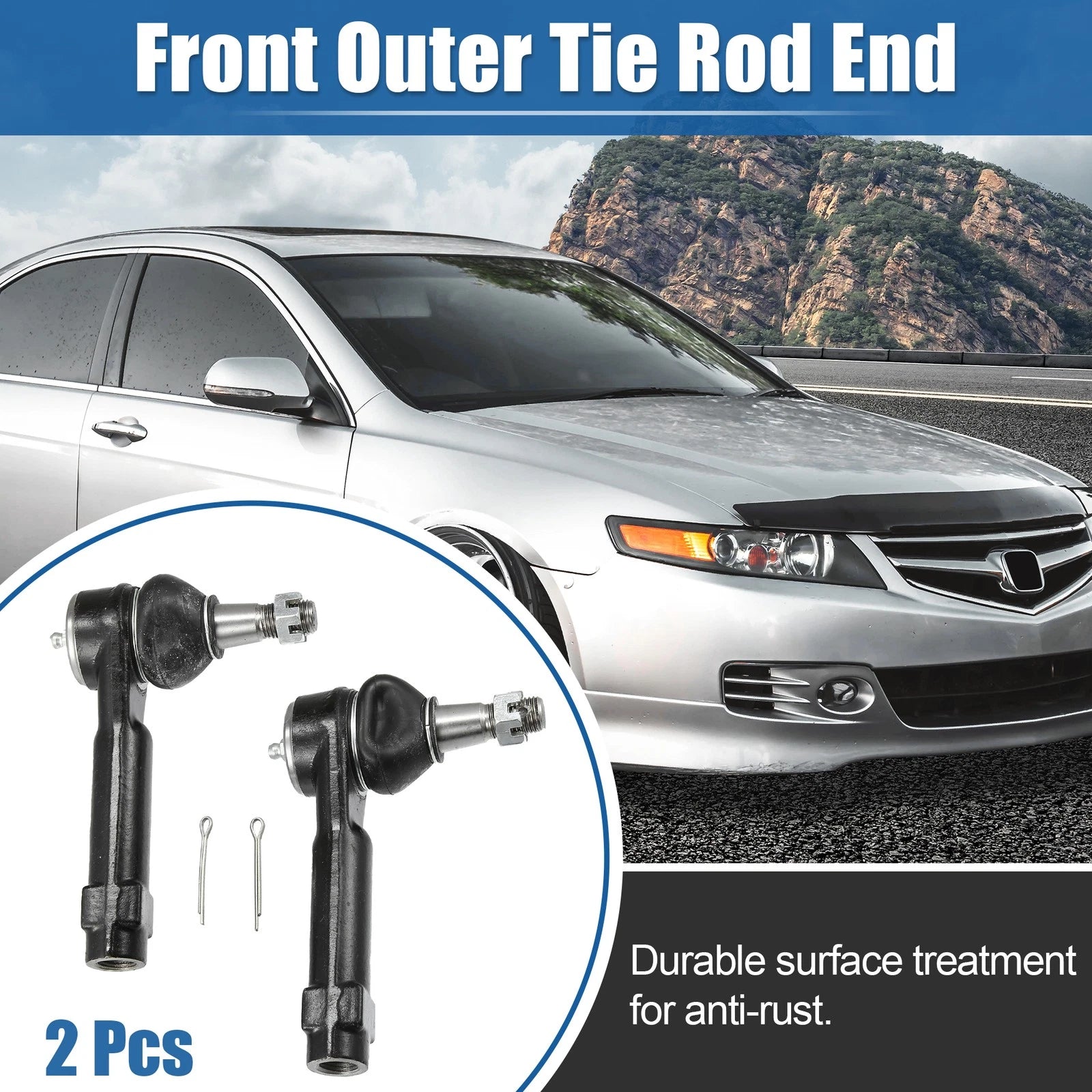 2pc Front Outer Tie Rod End Links Replacement for Ford Explorer (1998–2003)