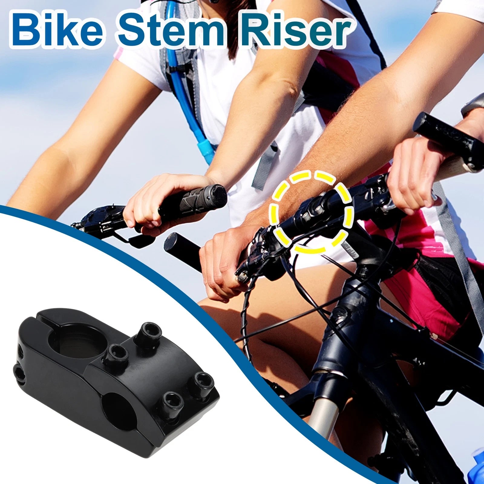 Bike Stem Riser Replacement for 22.2mm Handlebar Bicycle Height Increase Metal (Adjustable)