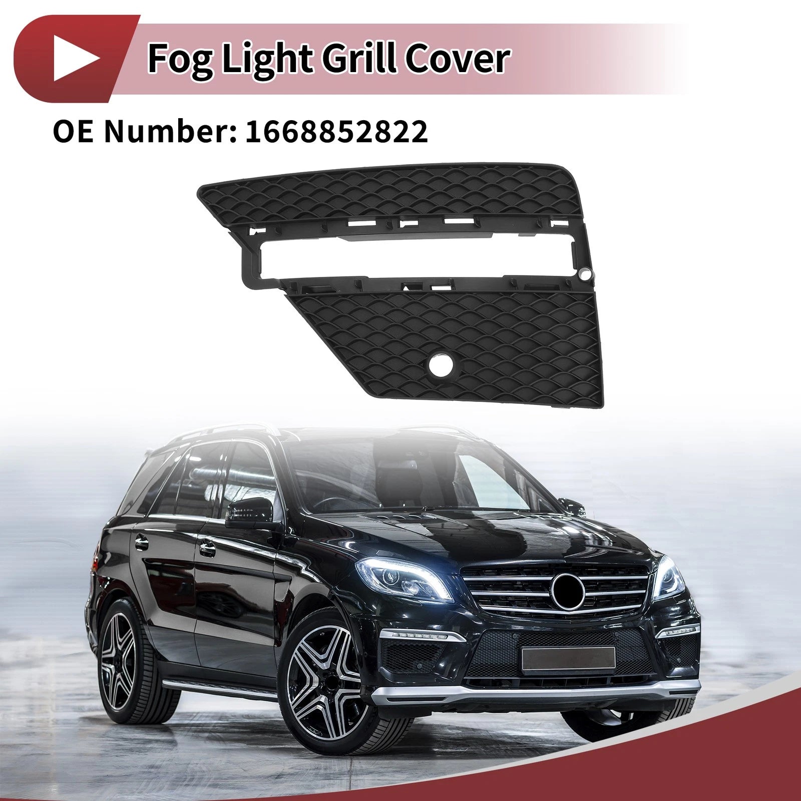 1 Pc Front Left Fog Light Grill Replacement for Mercedes-Benz ML350 (2012–2015)
