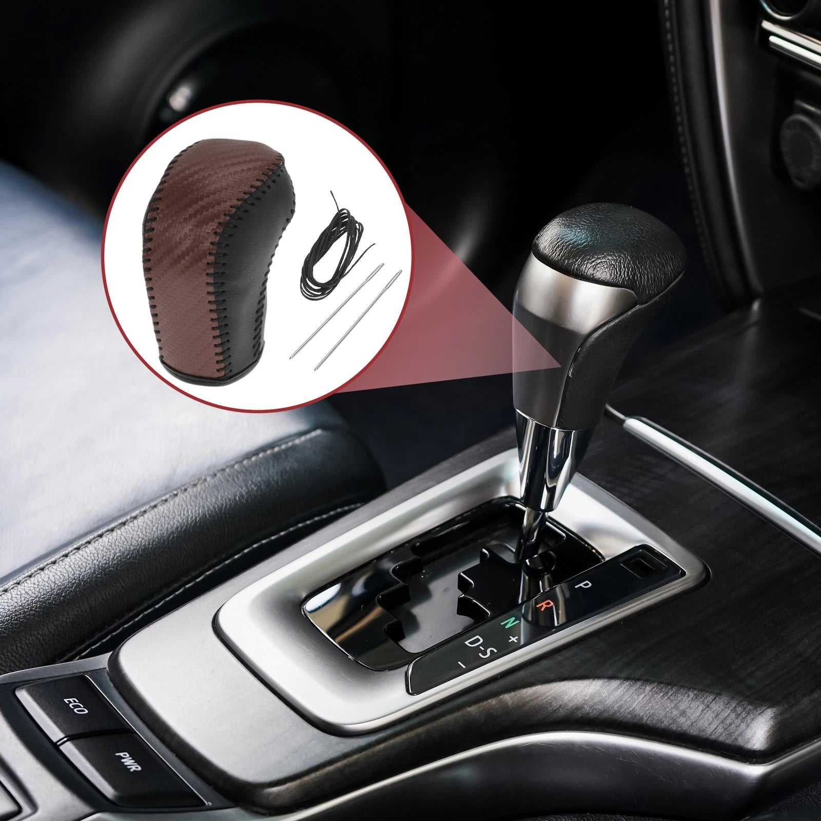 Gear Shift Knob Cover Replacement for Hyundai Tucson (2015–2018) Black Brown
