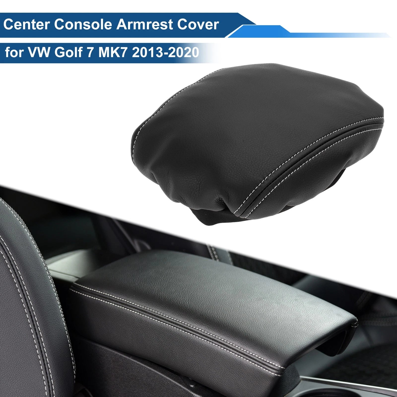 Armrest Cover for VW Golf 7 MK7 (2013–2020) Anti-Scratch Black White