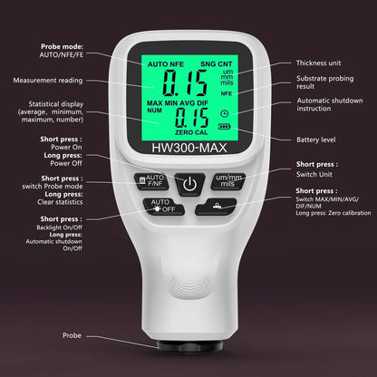 Coating Thickness Meter 0-2000 um for Engineering Applications