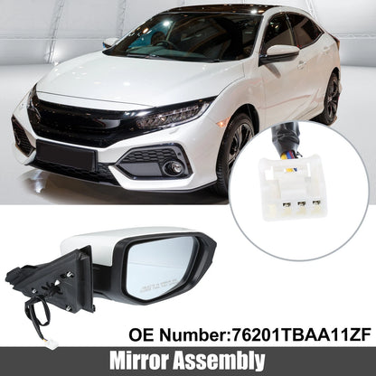 3 Pin Right Side Door Mirror Assembly Black for Honda Civic (2016–2021)