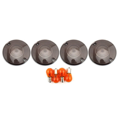 4X Turn Signal Light Amber Bulbs Smoke Cover for Harley Davidson Road King (1994–2010)