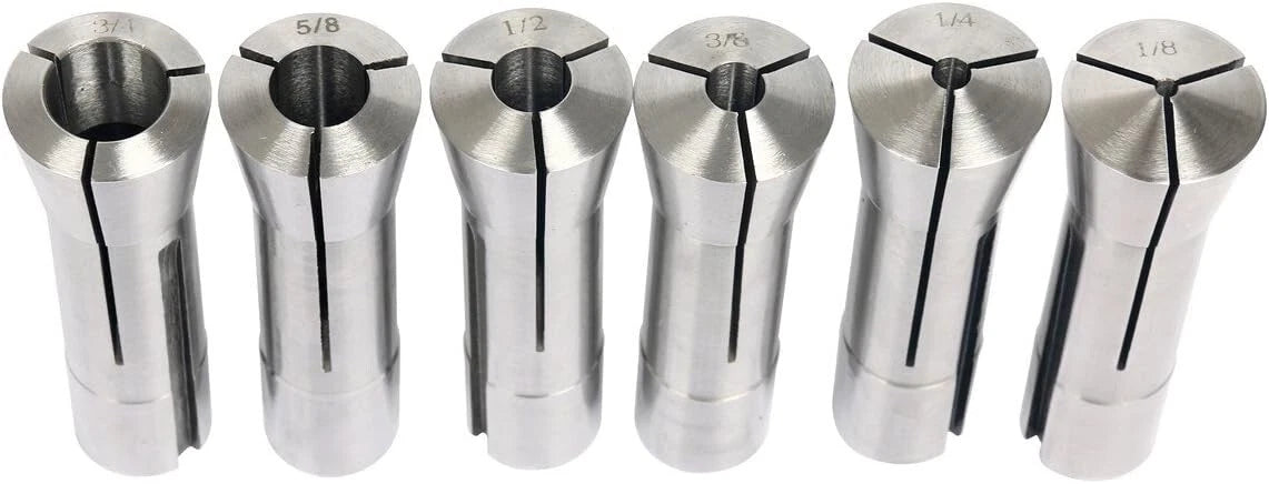 Set of 6 Precision R8 Collets for Mill Chuck Holder (1/8" - 3/4")