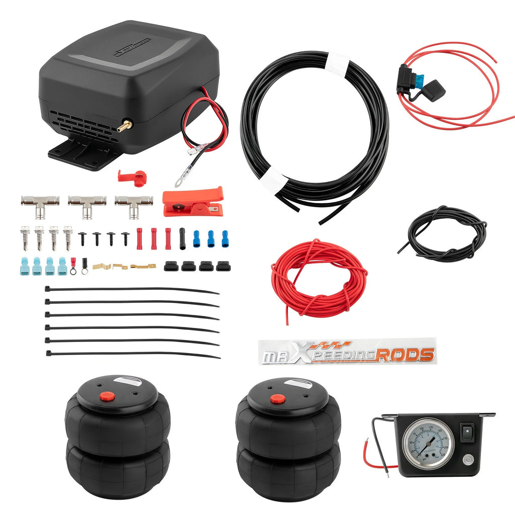 Air Controller Compressor Kit + 2600lbs Spring Bags for Dodge Ram 1500 2500 3500 (2002–2023)