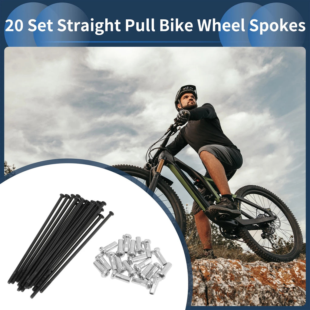 Bicycle Spokes Set 72mm Straight Pull for 14G Black Carbon Steel (Universal)
