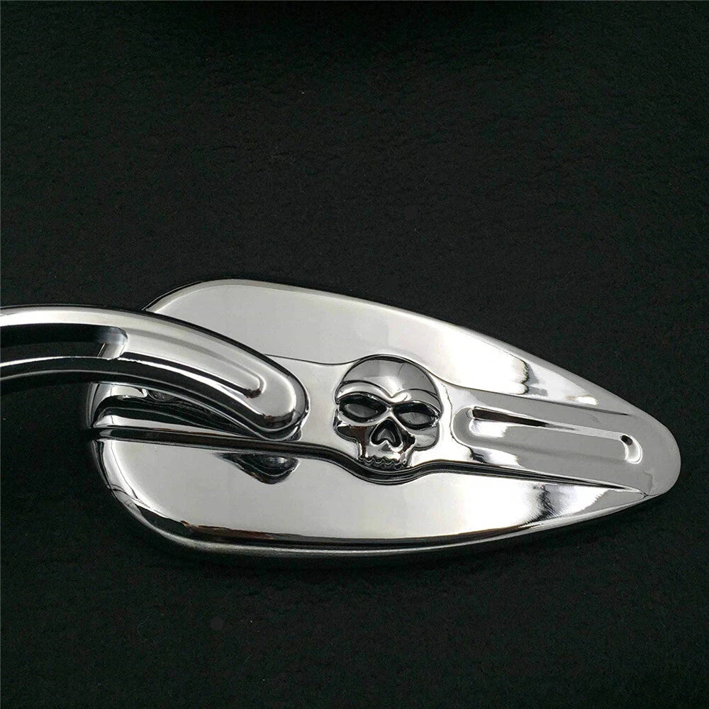 Chrome Skull Side Mirrors for Harley Softail (2000–2023)