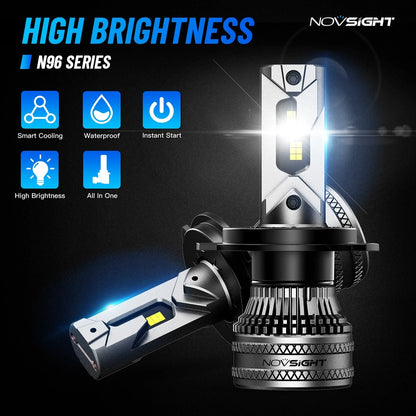 2X H4 LED Headlight Bulbs for NOVSIGHT (40000LM, High Low Beam)