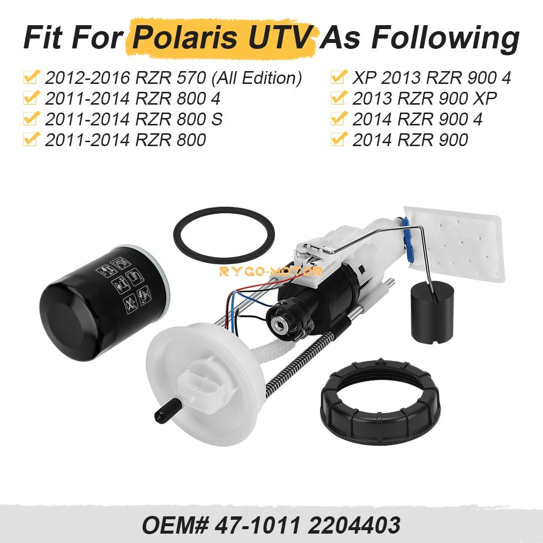 Fuel Pump Assembly & Oil Filter for Polaris RZR 570 800 900 (2011–2019) 47-1011 2204403