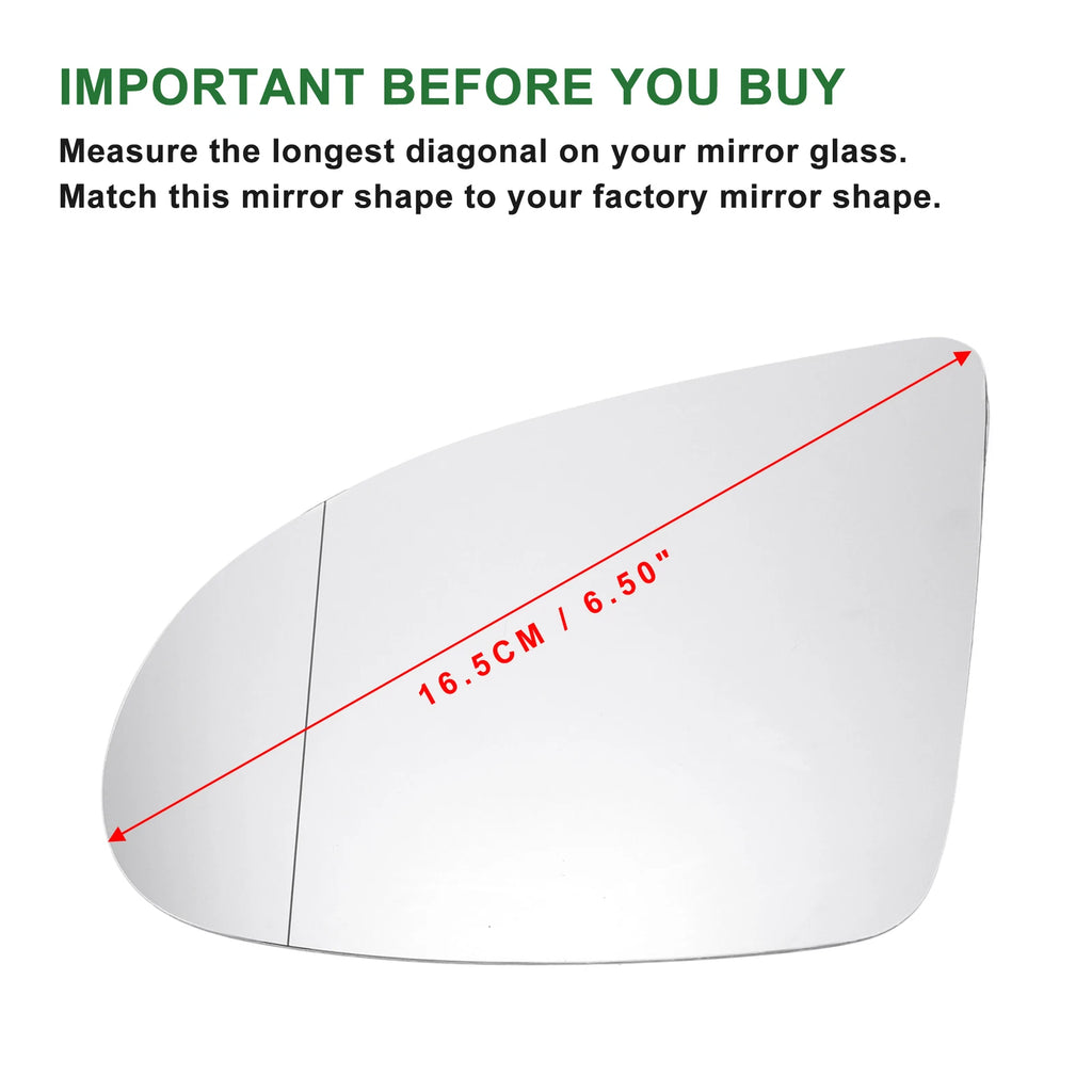 Aspherical Heated Left Side Mirror Glass for Audi A2 (2000–2005)
