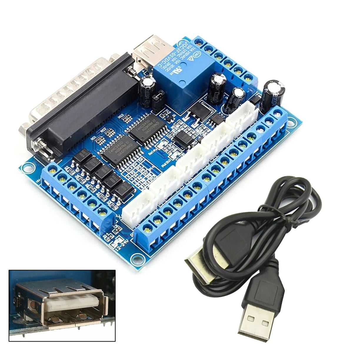 5 Axis CNC Interface Adapter Breakout Board for Mach3 Stepper Motor Driver