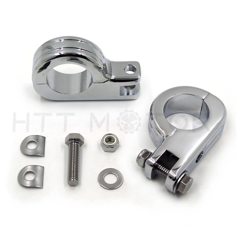 Set of 2 Chrome Foot Peg Mounts for Harley (1.5" Engine Guard)